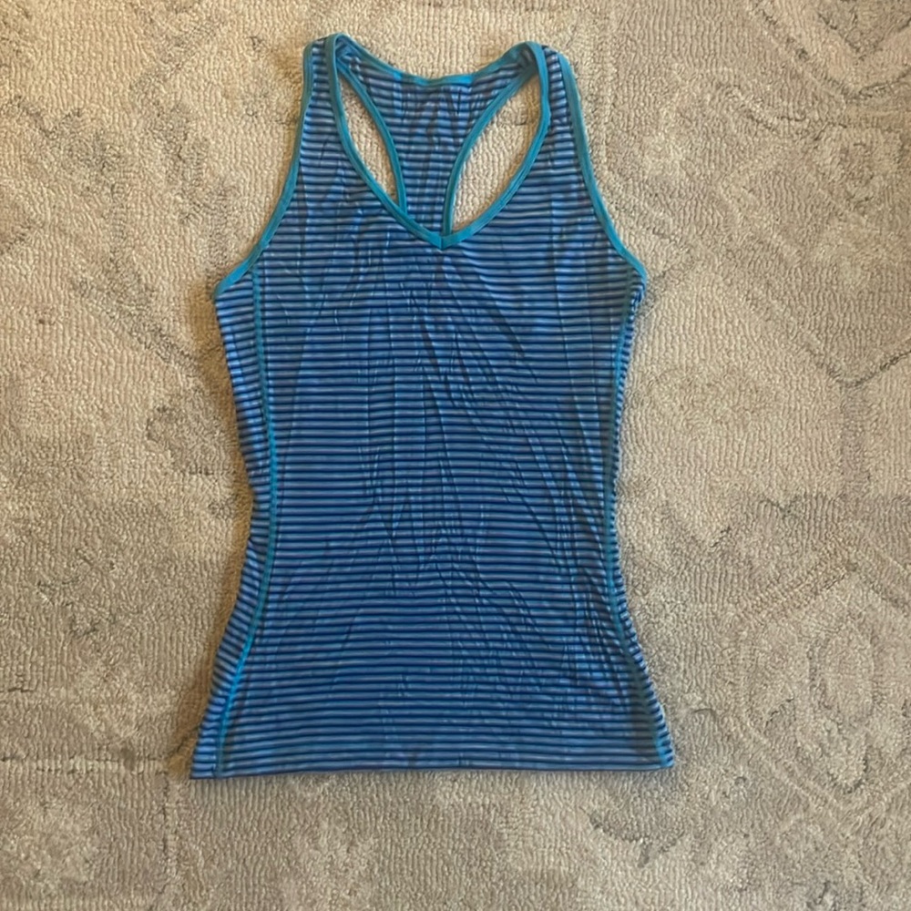 Icebreaker merino wool tank blue stripe size medium